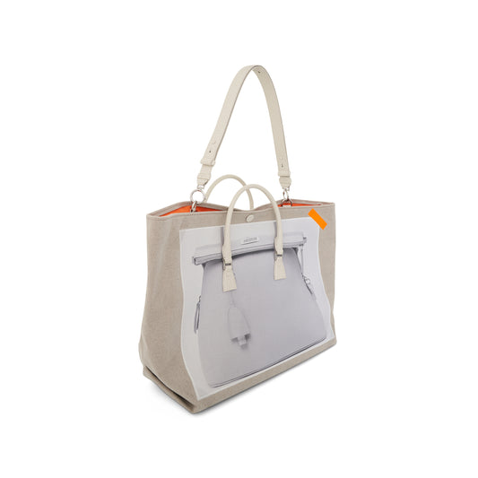 Trompe L'Oeil 5AC Tote Bag in Natural/Grey