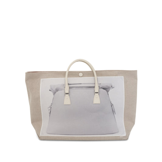 Trompe L'Oeil 5AC Tote Bag in Natural/Grey