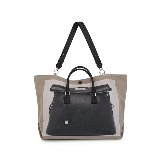 Trompe L'Oeil 5AC Tote Bag in Natural/Black