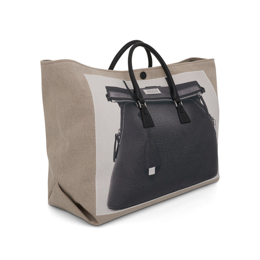 Trompe L'Oeil 5AC Tote Bag in Natural/Black