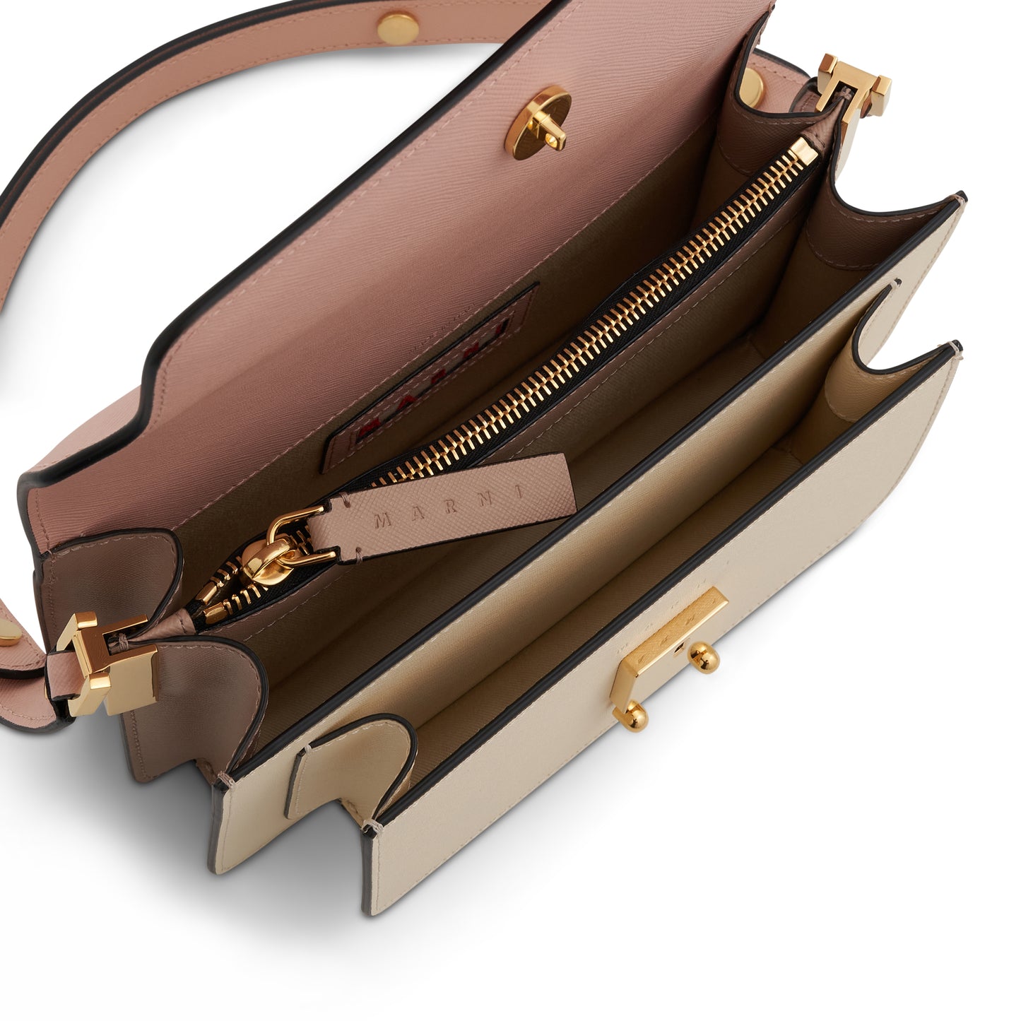 Trunk EW Saffiano Leather Bag in Camellia/Talc