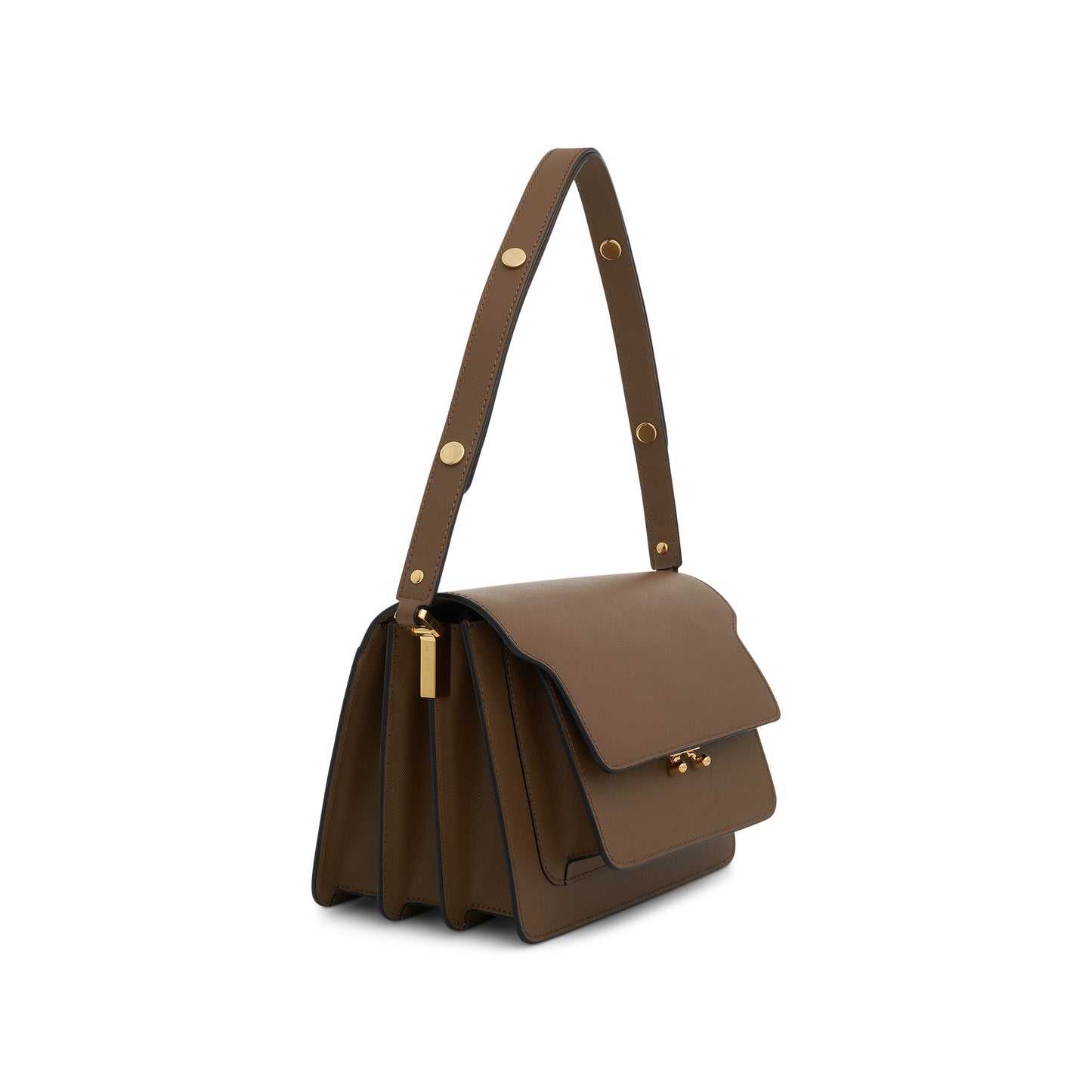 Trunk Medium Saffiano Leather Bag in Cigar