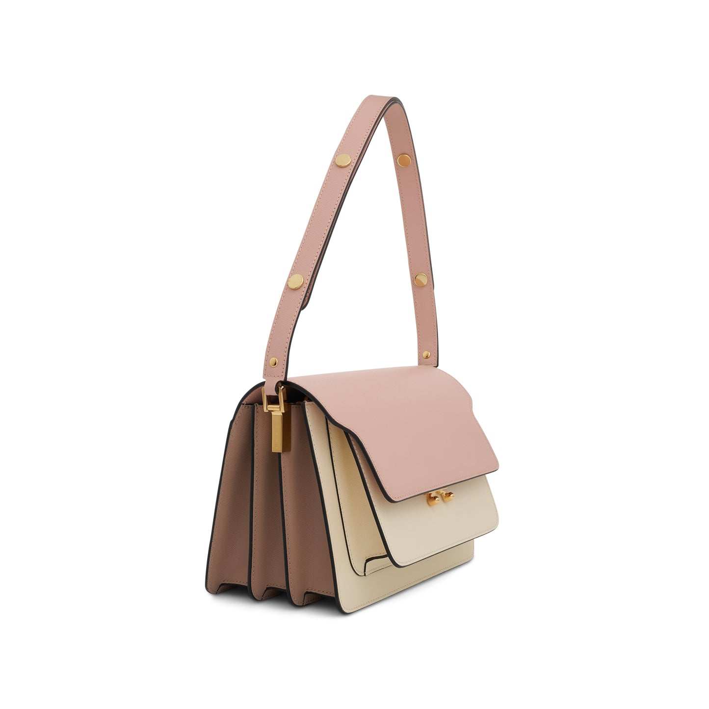 Trunk Medium Leather Bag in Camellia/Talc