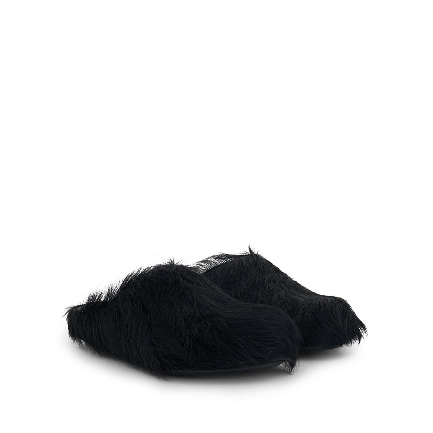 Fussbett Long Hair Calfskin Sabot in Black