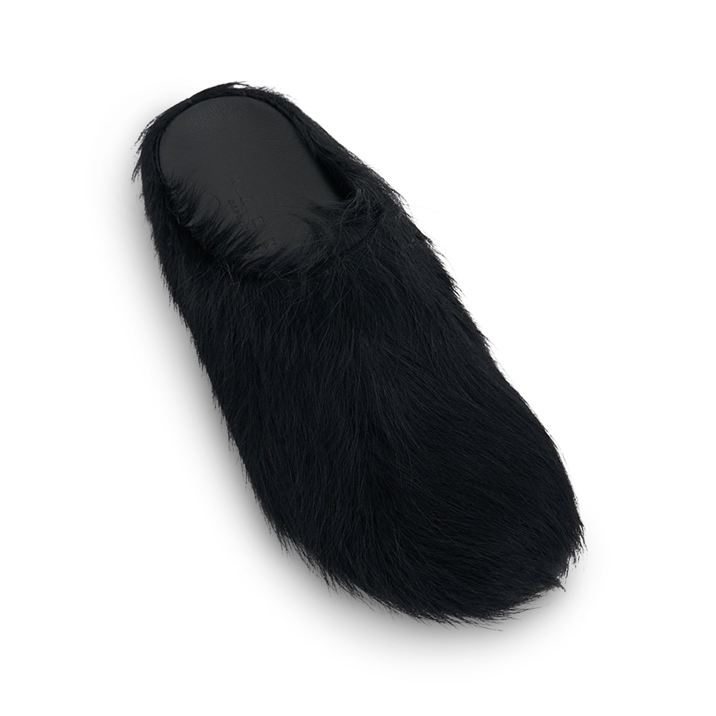 Fussbett Long Hair Calfskin Sabot in Black