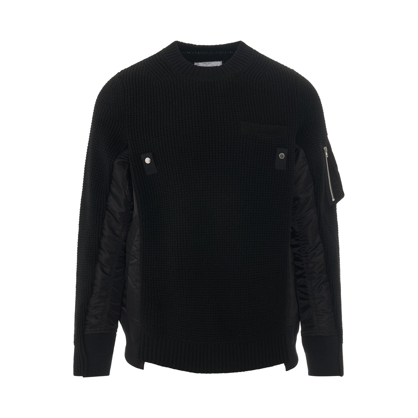 Classic Contrast Panel Sweater in Black