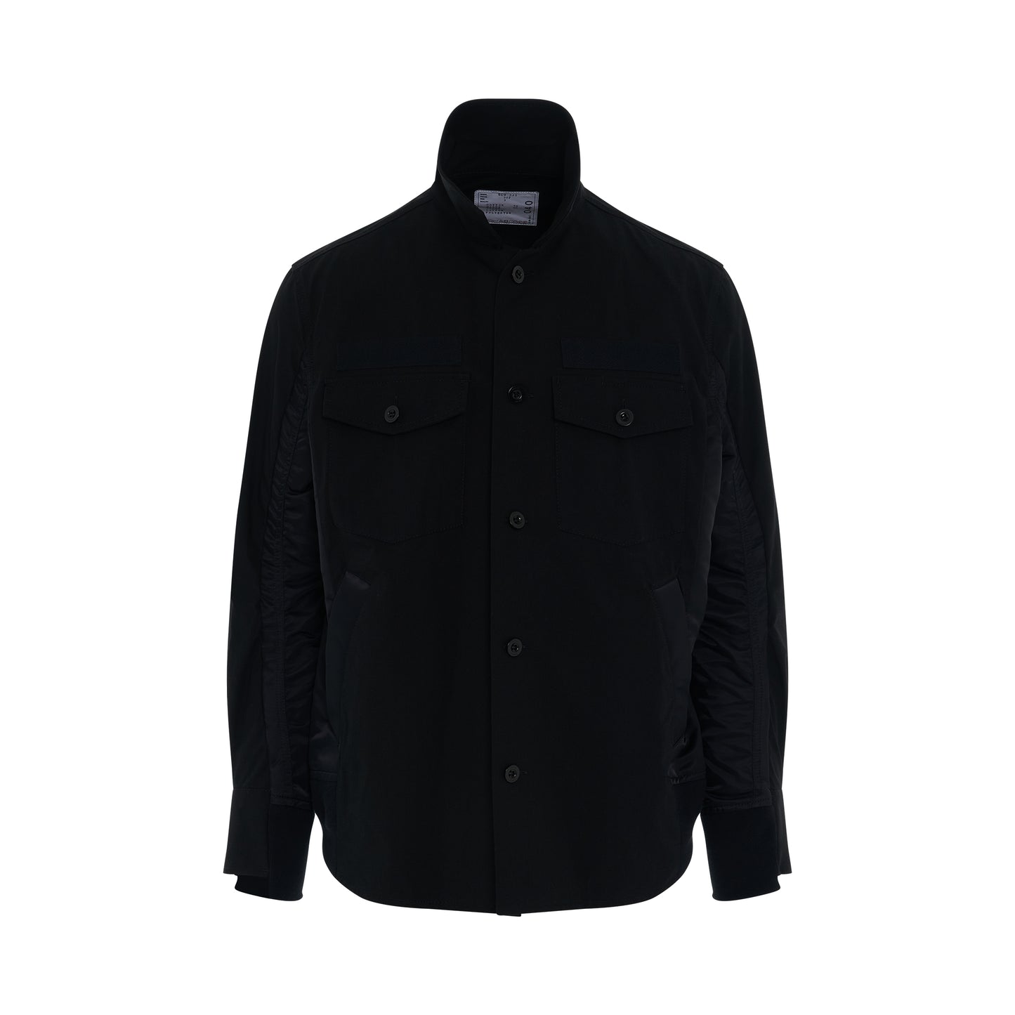 Cotton Oxford & Nylon Twill Shirt in Black