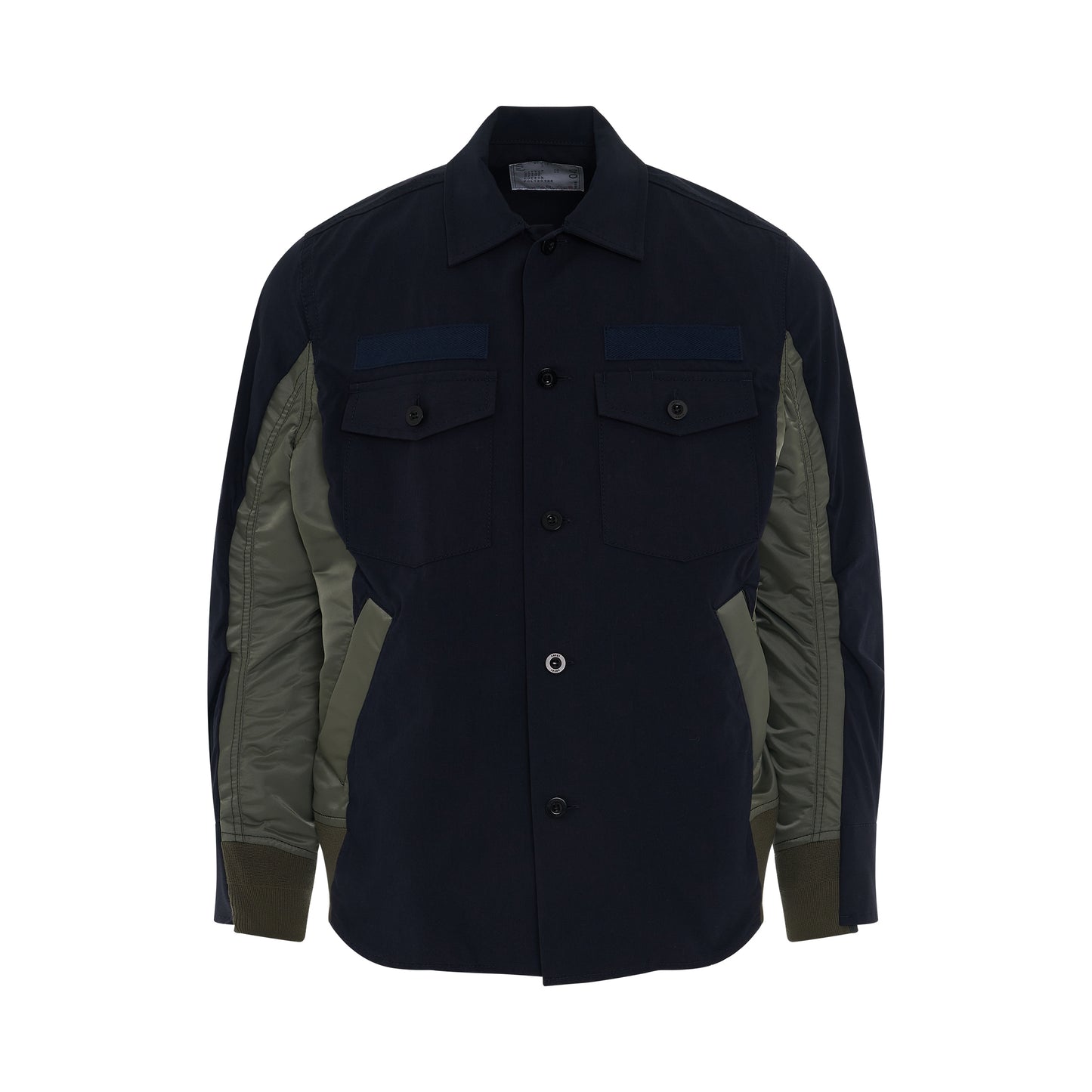 Classic Contrast Panel Shirt Jacket in Navy