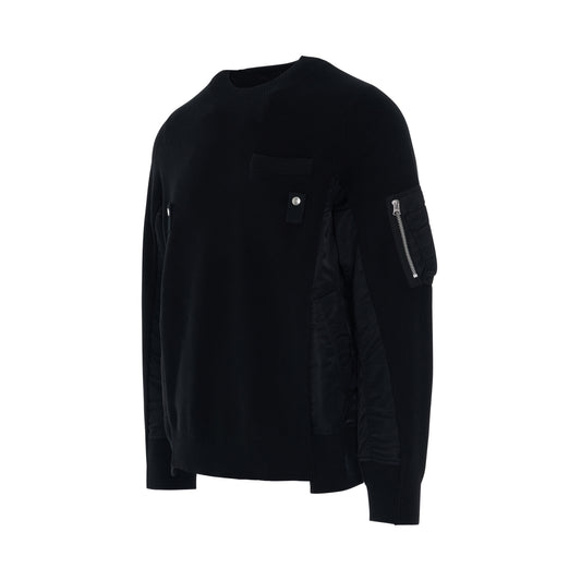 MA-1 & Cotton Knit Pullover in Black