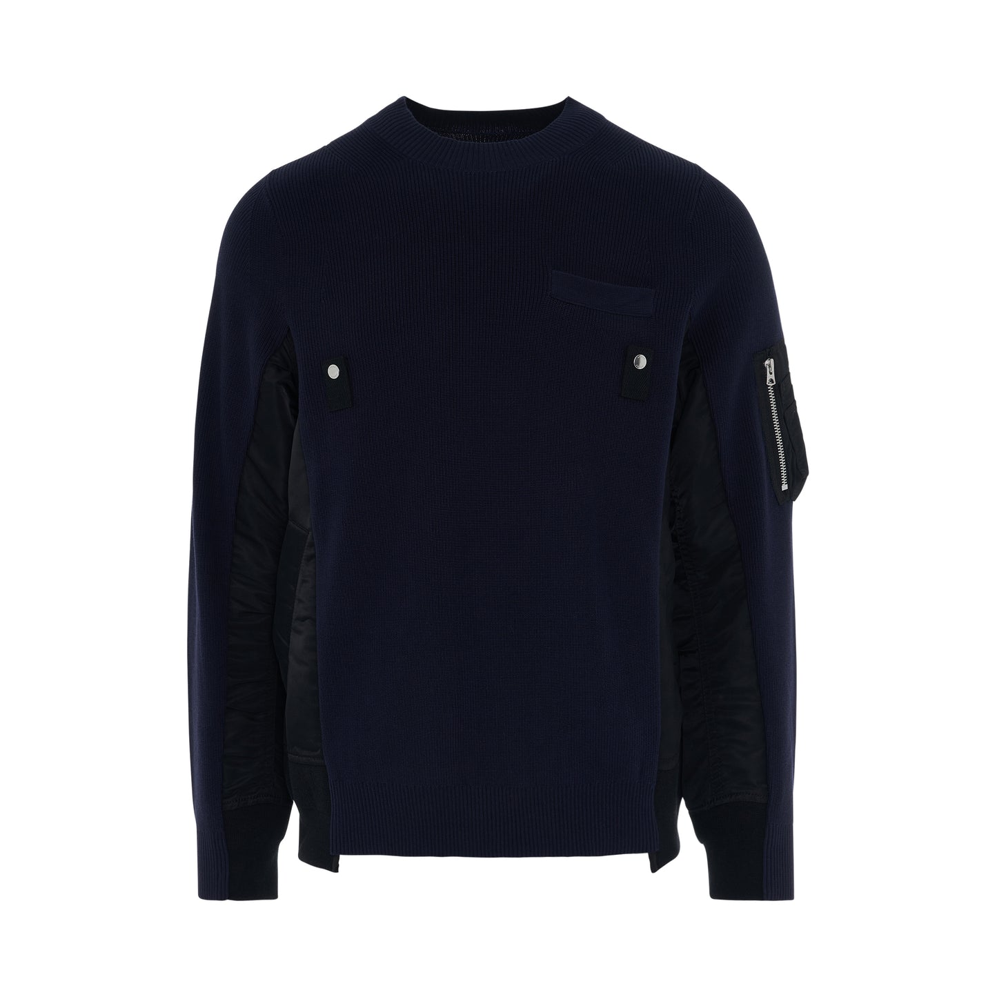 MA-1 & Cotton Knit Pullover in Navy