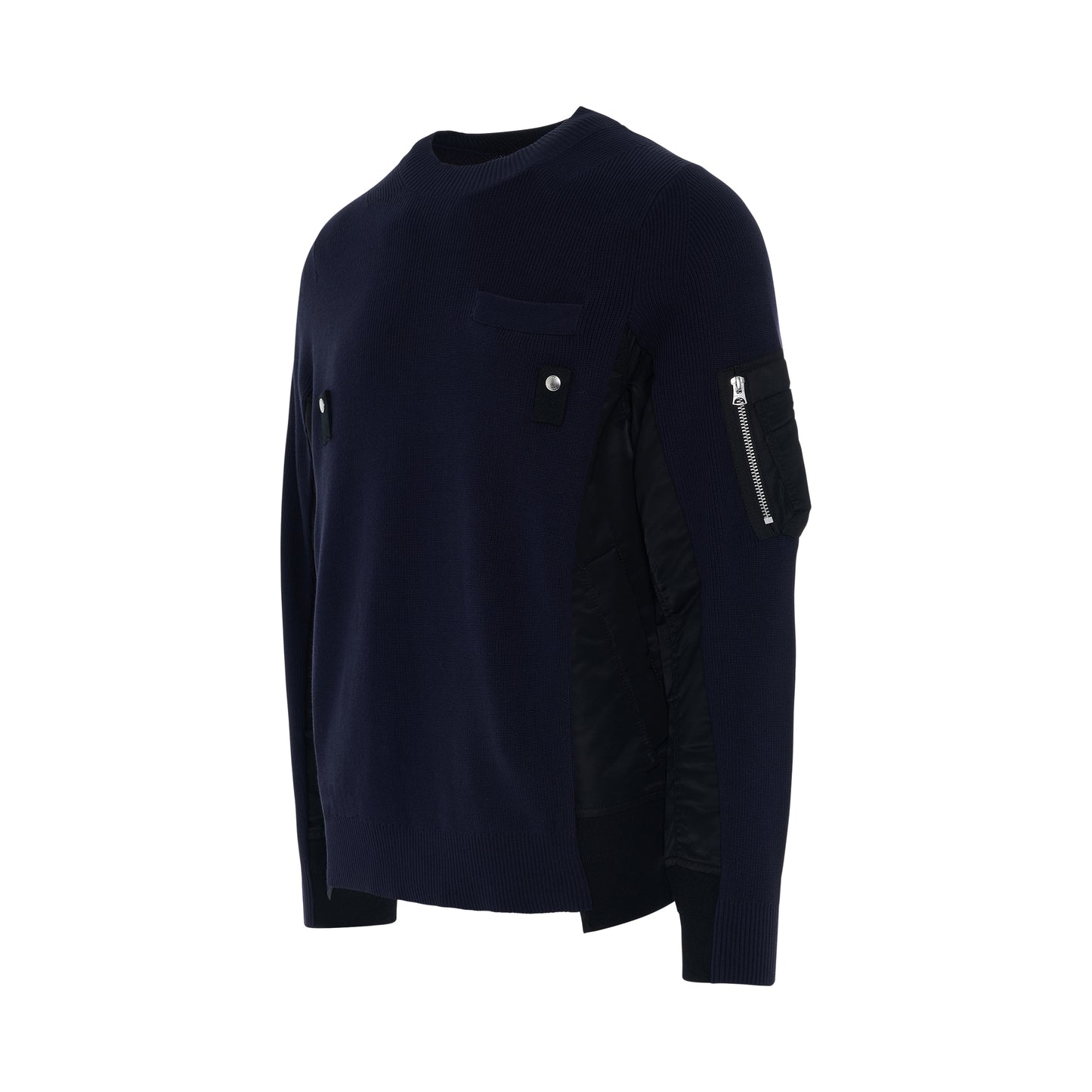MA-1 & Cotton Knit Pullover in Navy