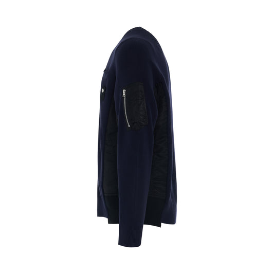 MA-1 & Cotton Knit Pullover in Navy