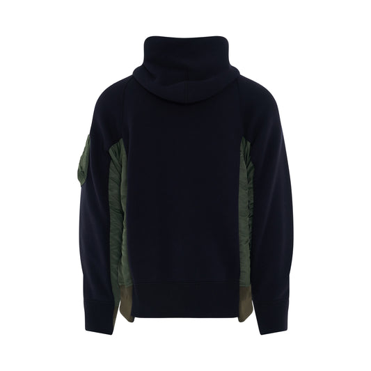 Sponge Sweat & MA-1 Zip Up Hoodie in Navy/Khaki