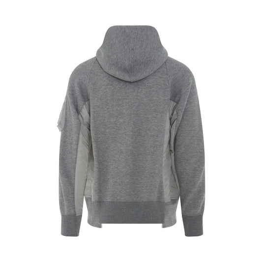 Sponge Sweat & MA-1 Zip Up Hoodie in Light Grey