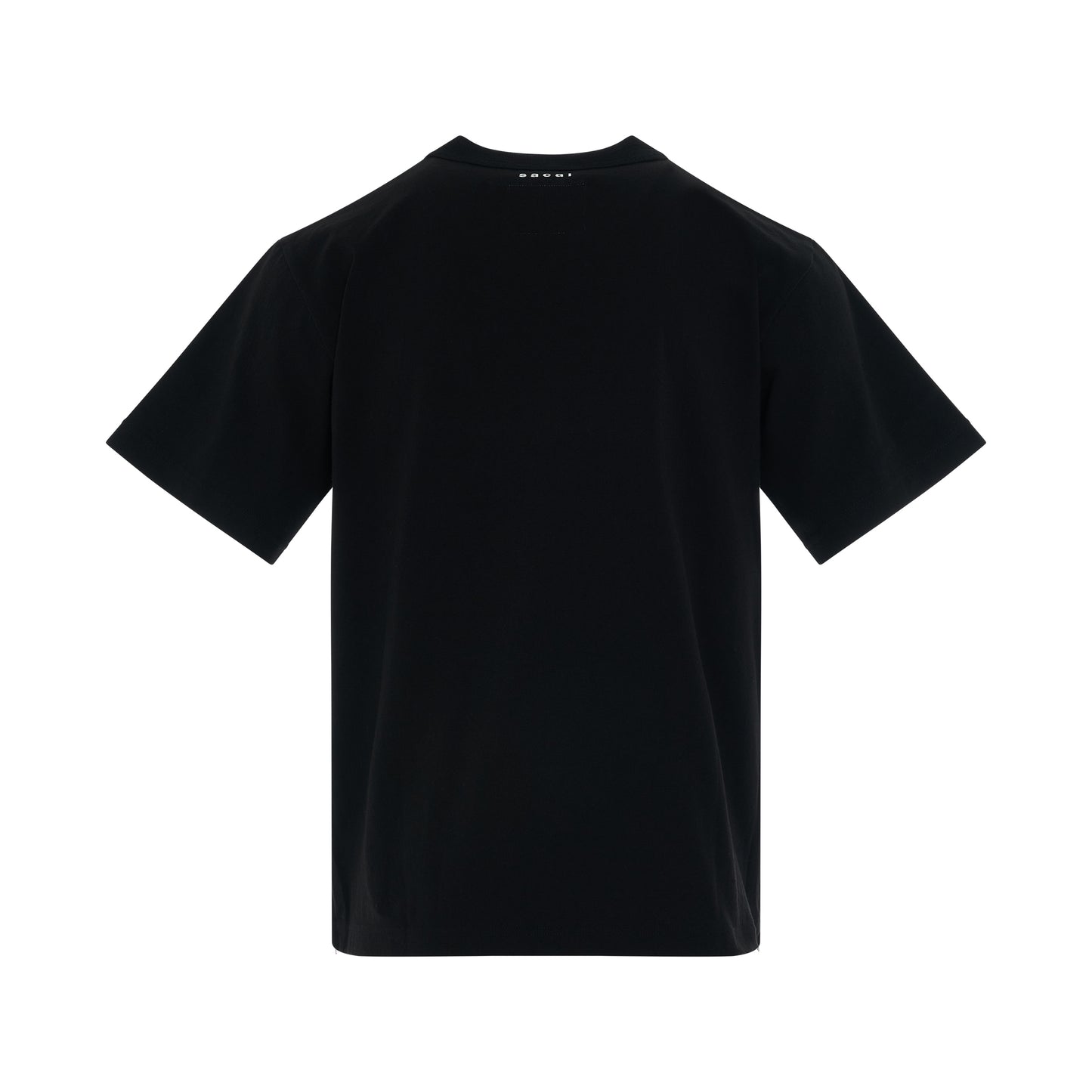 Side Zip Cotton T-Shirt in Black