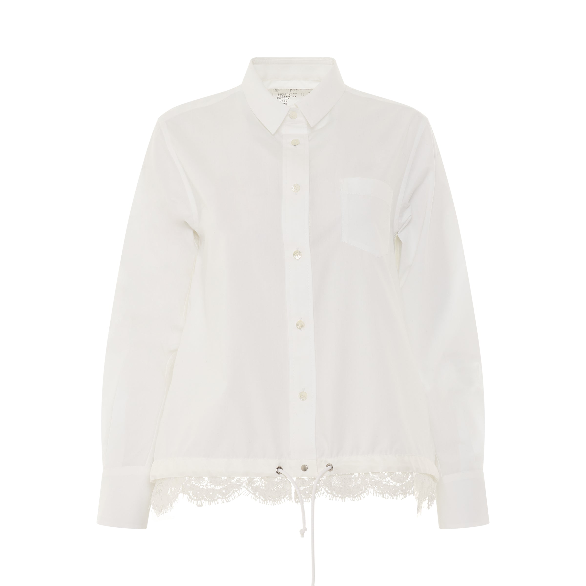 Classic Shirt with Drawstring and Lace in White