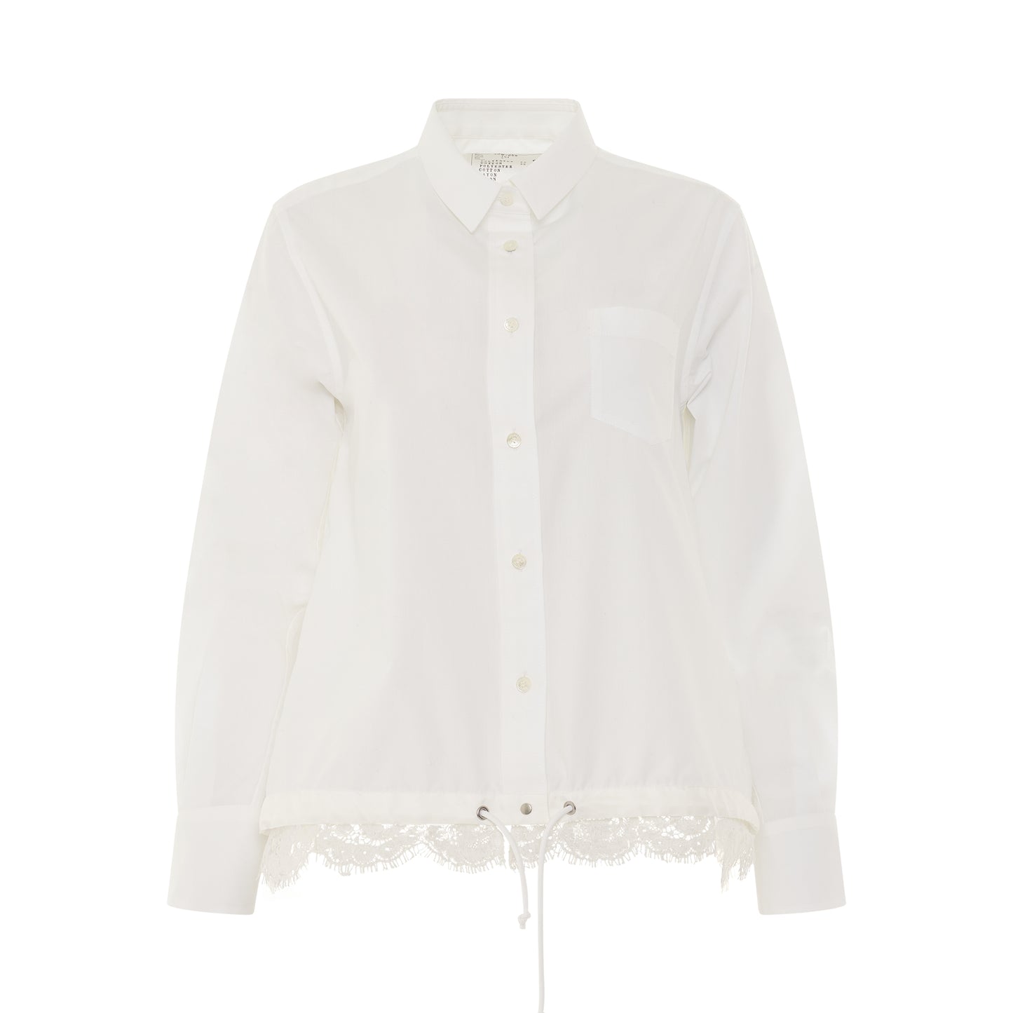 Classic Shirt with Drawstring and Lace in White