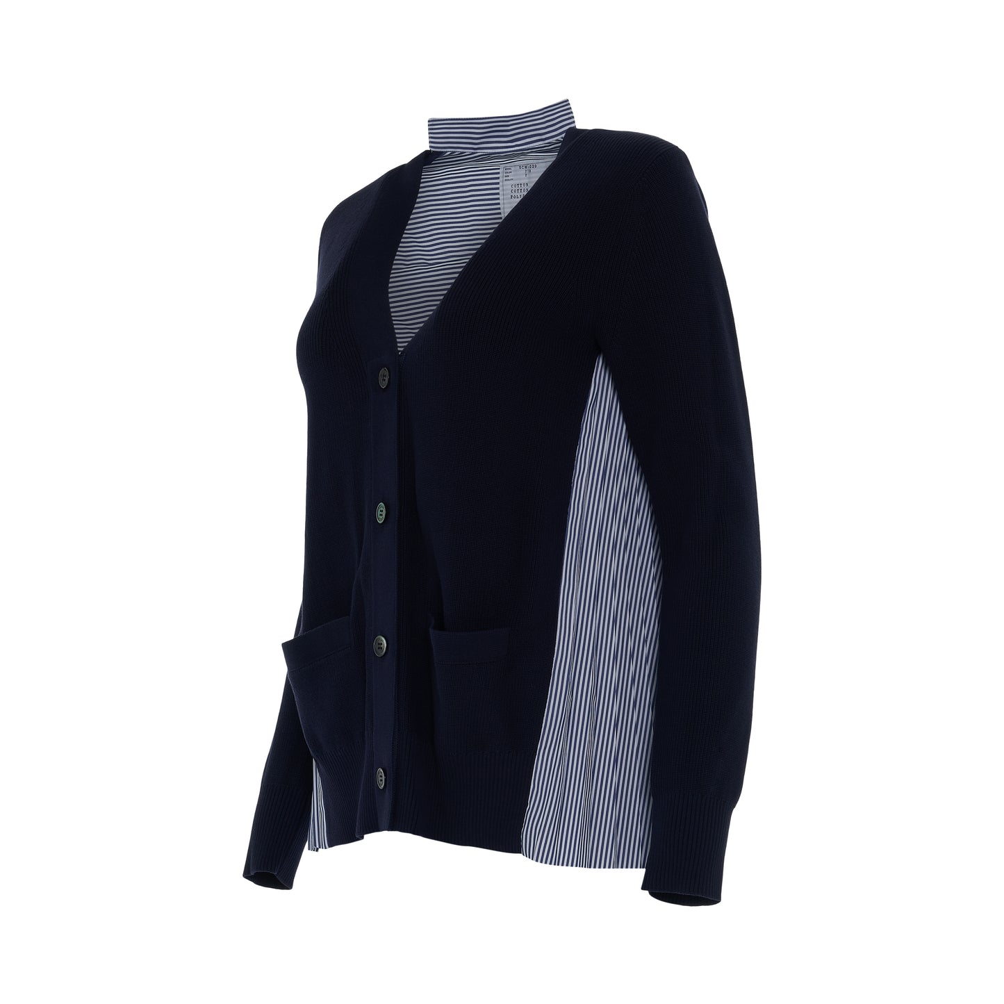 Classic Contrast Panel Cardigan in Navy