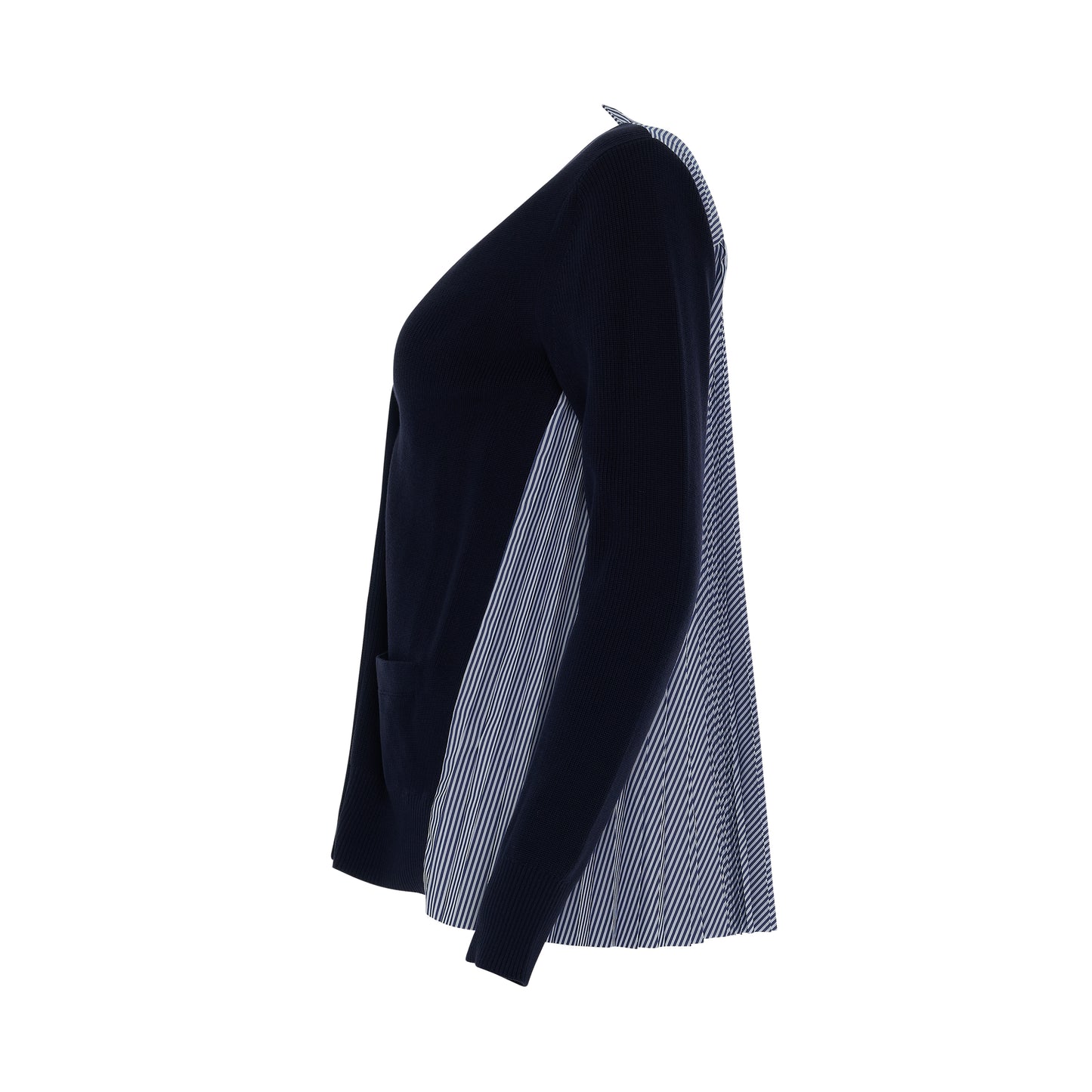 Classic Contrast Panel Cardigan in Navy