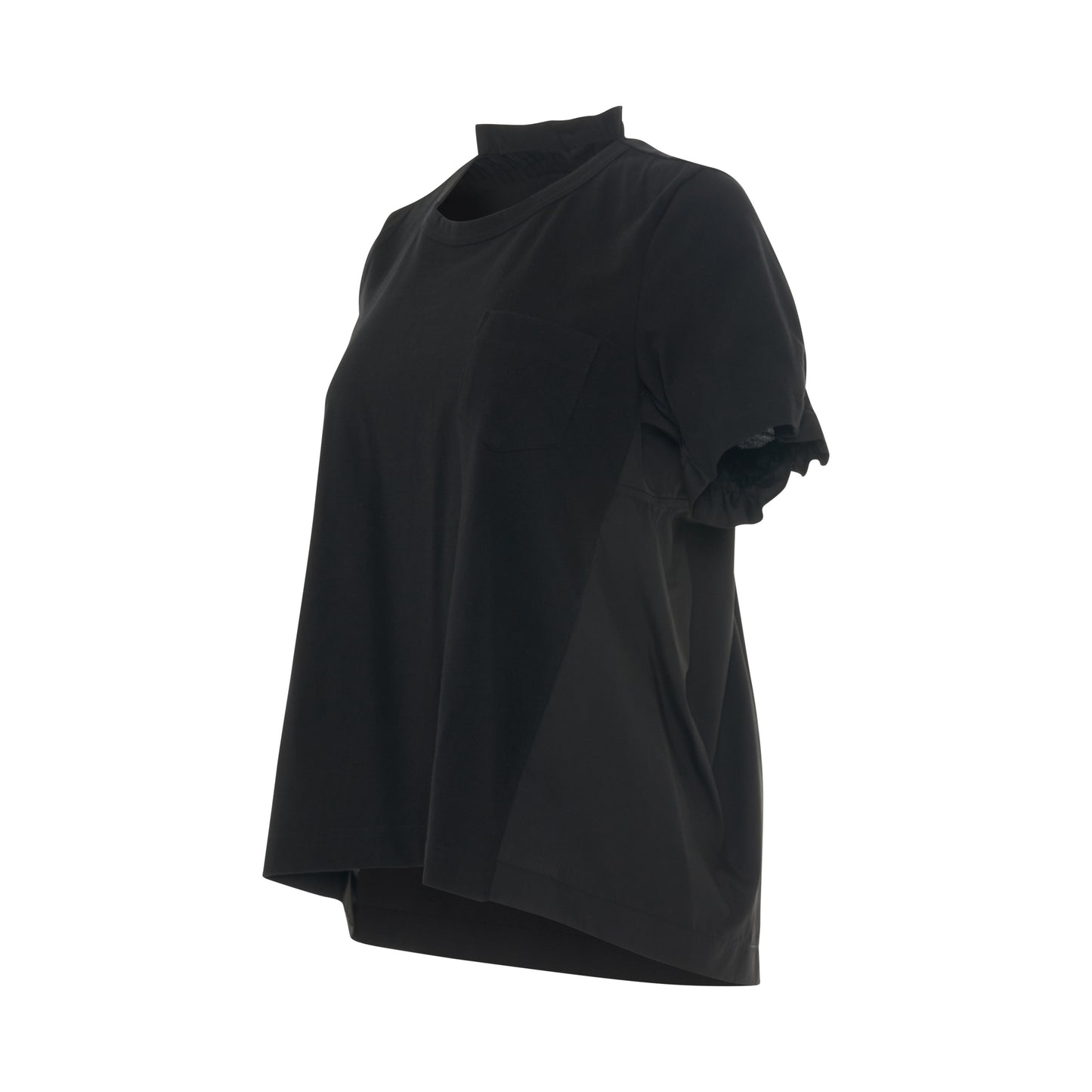 Classic Shirt Pleated Back T-Shirt in Black