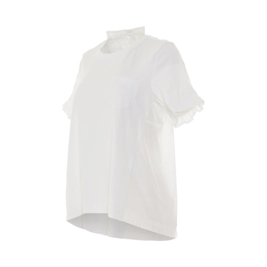 Classic Shirt Pleated Back T-Shirt in White