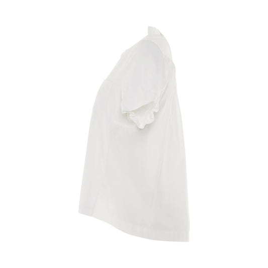 Classic Shirt Pleated Back T-Shirt in White