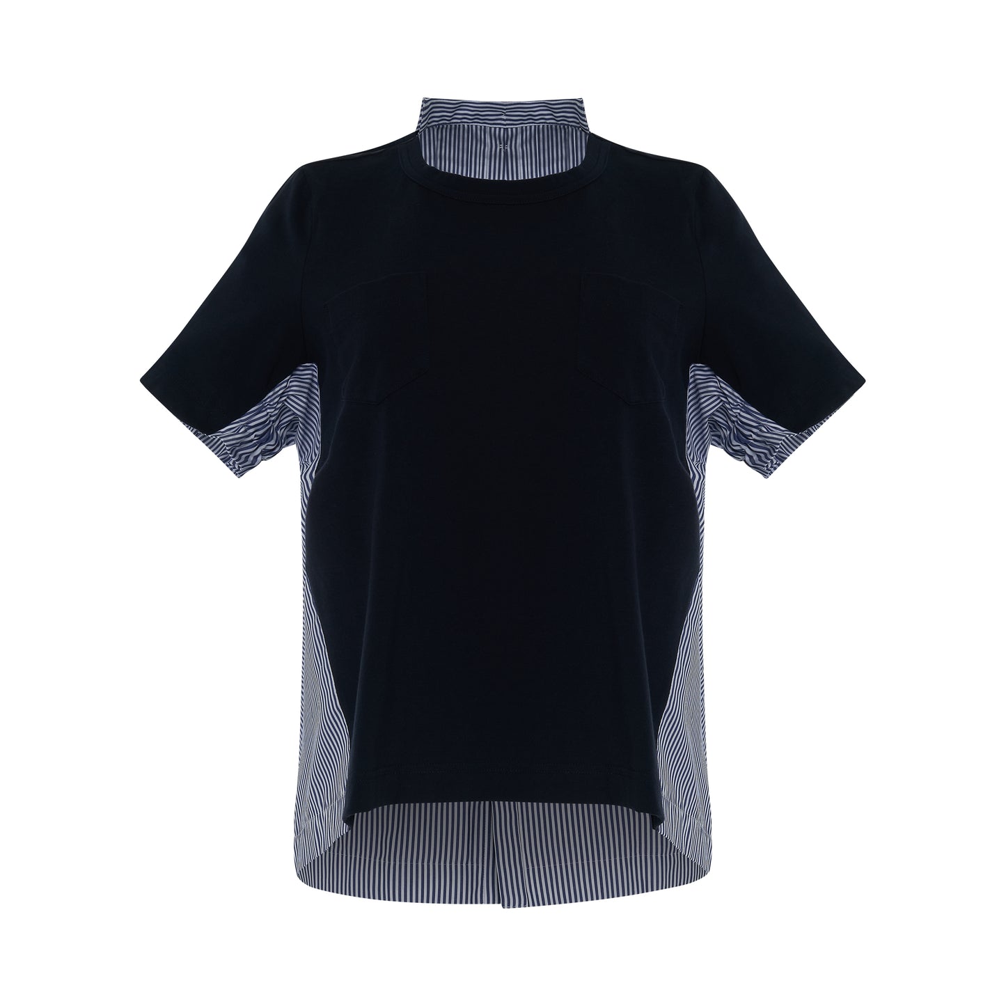 Classic Shirt Pleated Back T-Shirt in Navy