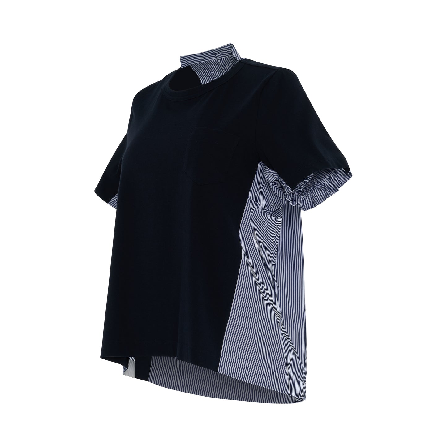 Classic Shirt Pleated Back T-Shirt in Navy