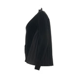 Classic Shirt Panel Wool Cardigan in Black