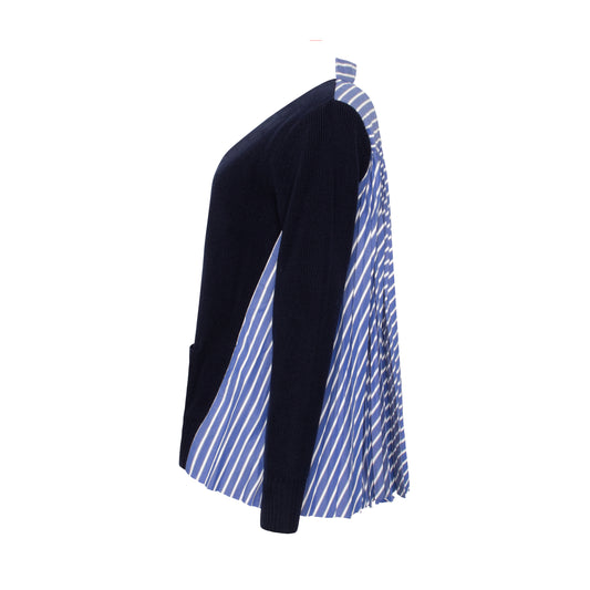 Pleated Back Cardigan in Navy