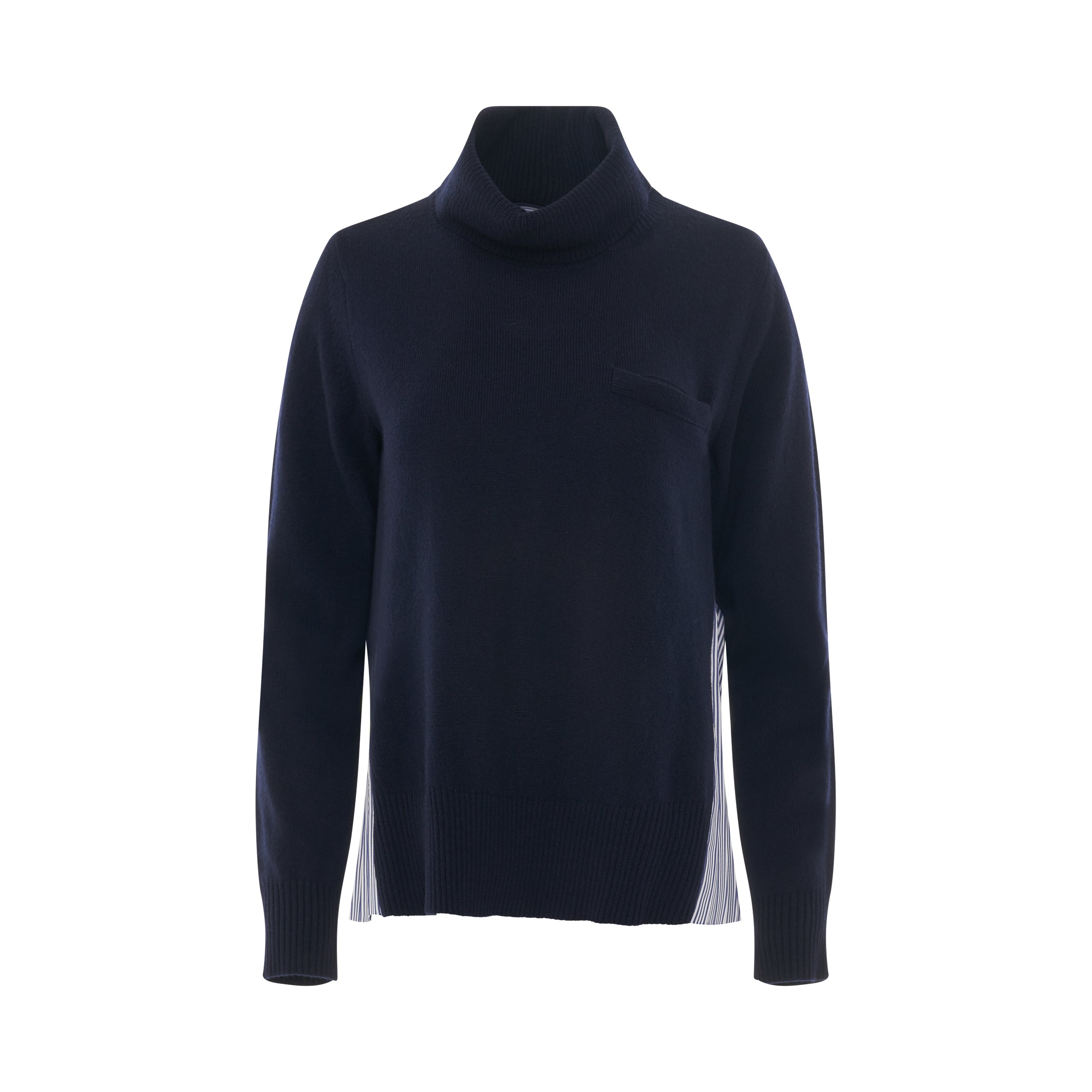 Classic Panel Turtleneck Knitwear in Navy Stripe