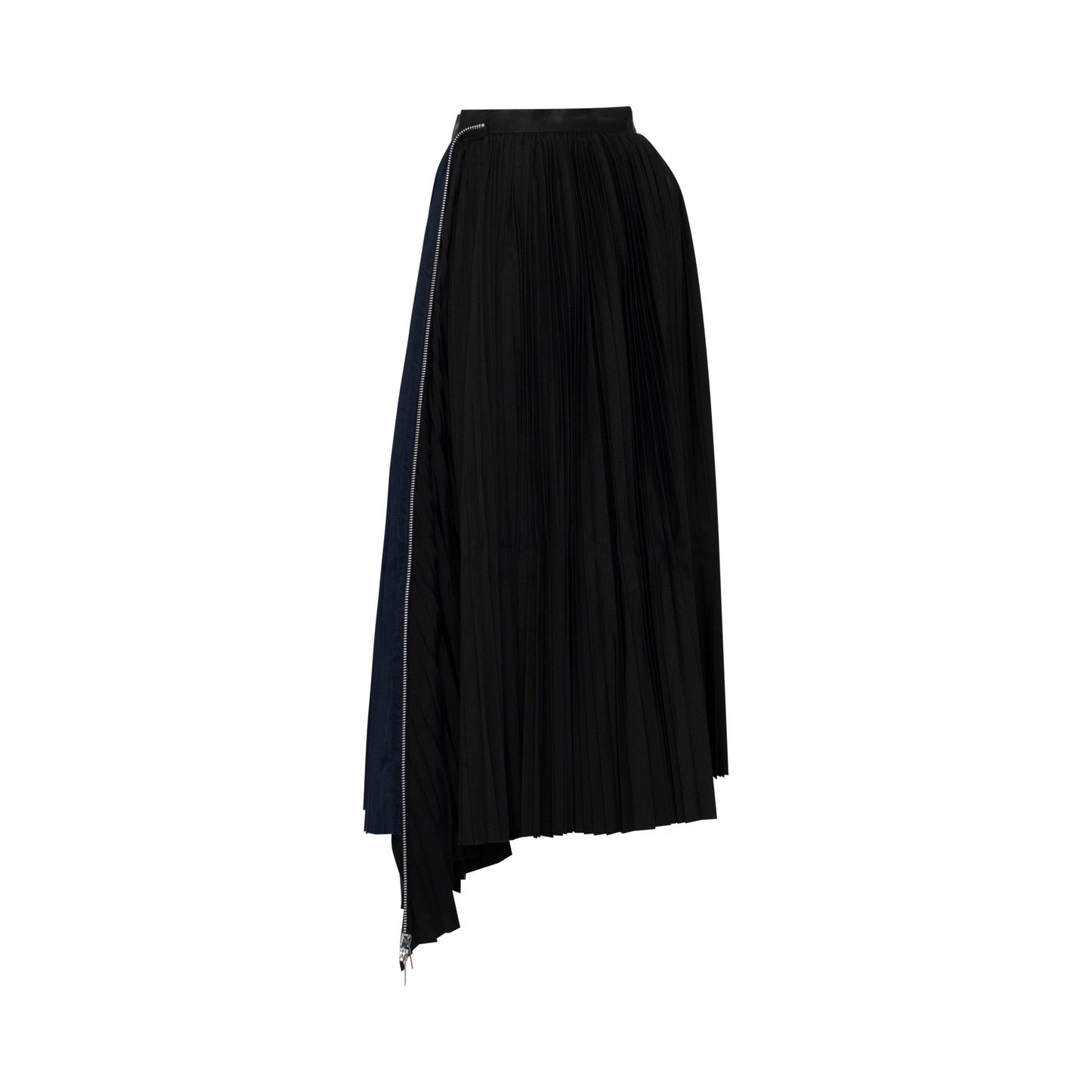 Classic Pleated Asymmetric Skirt in Black