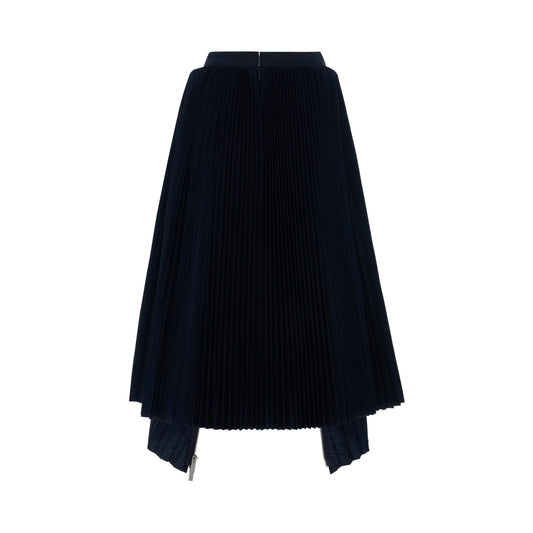 Classic Pleated Asymmetric Skirt in Navy