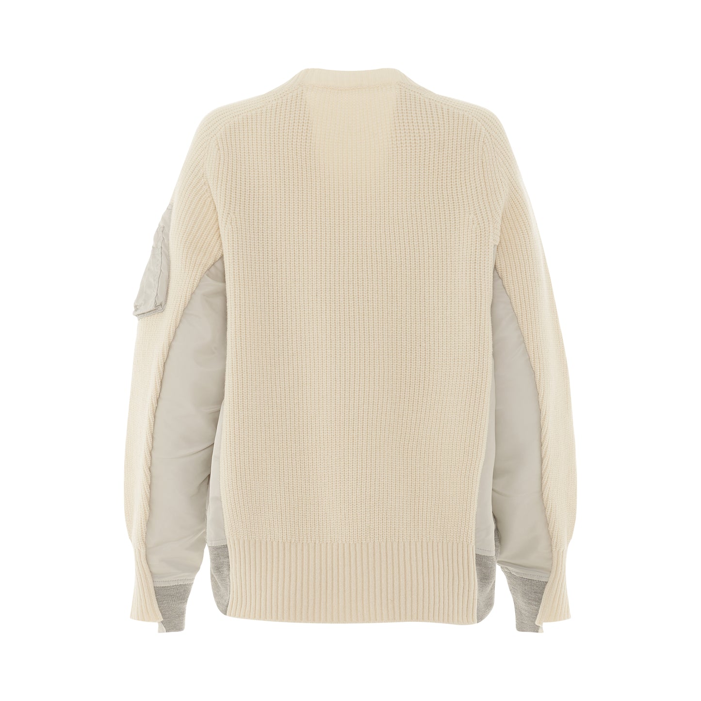 Classic Pocket Detail Ribbed Knitwear in Off White