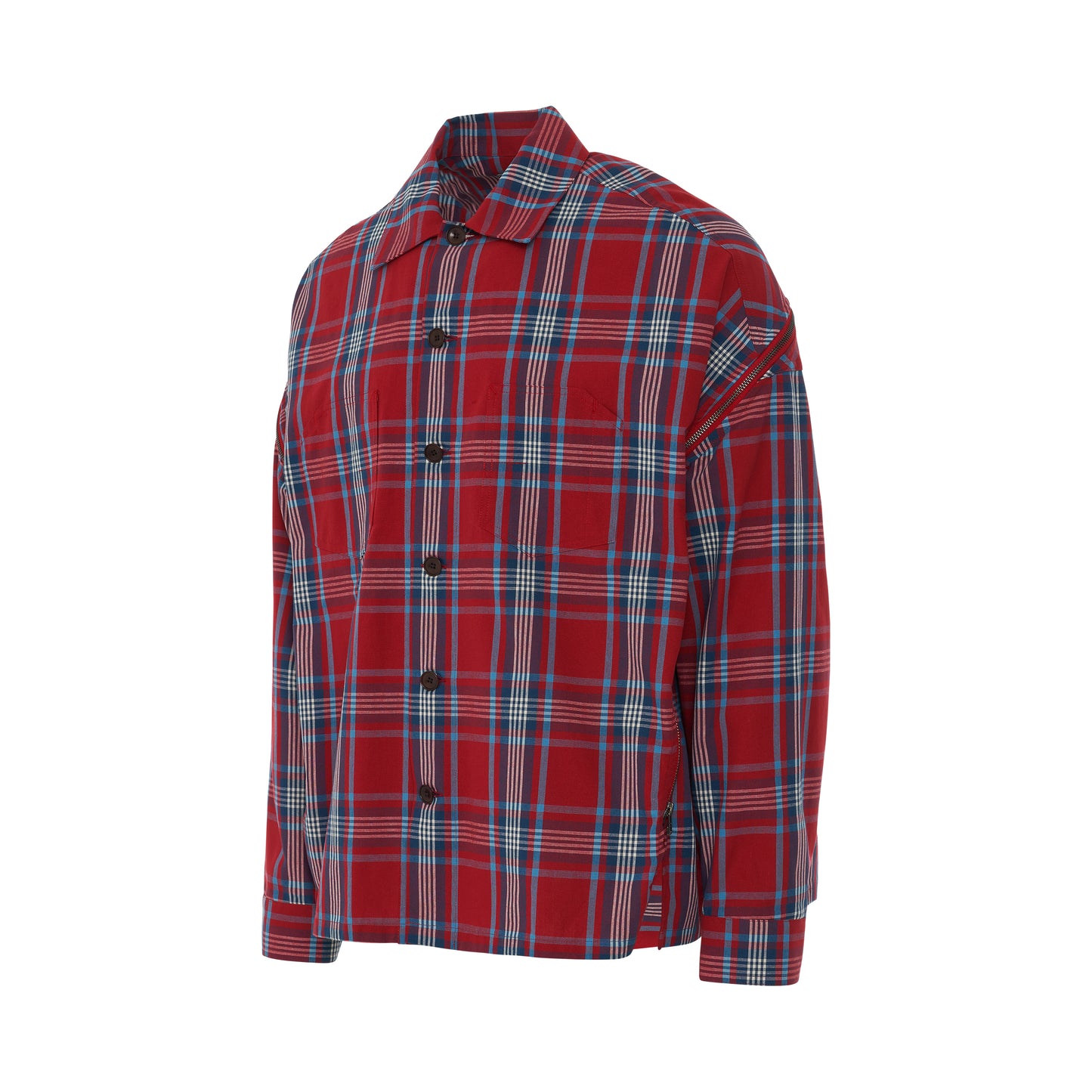 Check Shirt with Signature Zip in Red