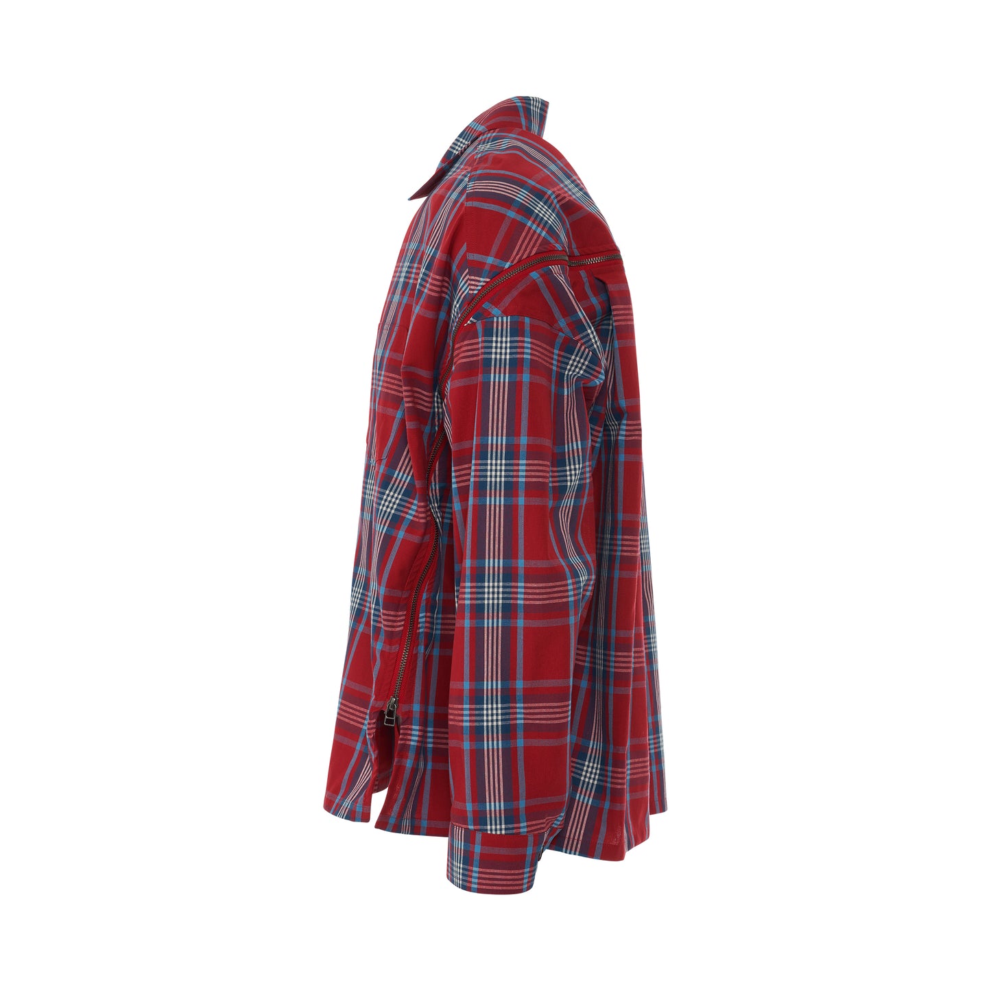 Check Shirt with Signature Zip in Red