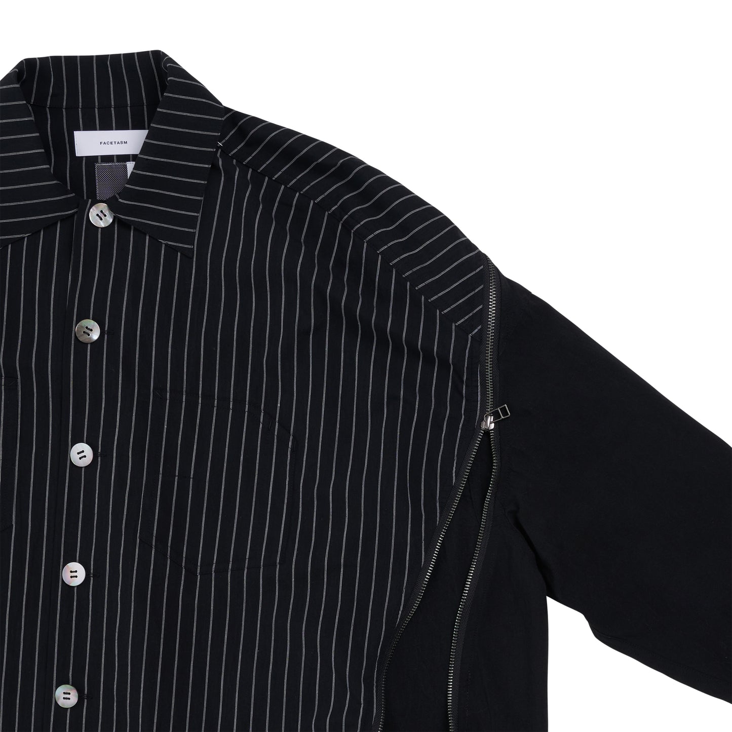 Striped Shirt with Signature Zip in Black