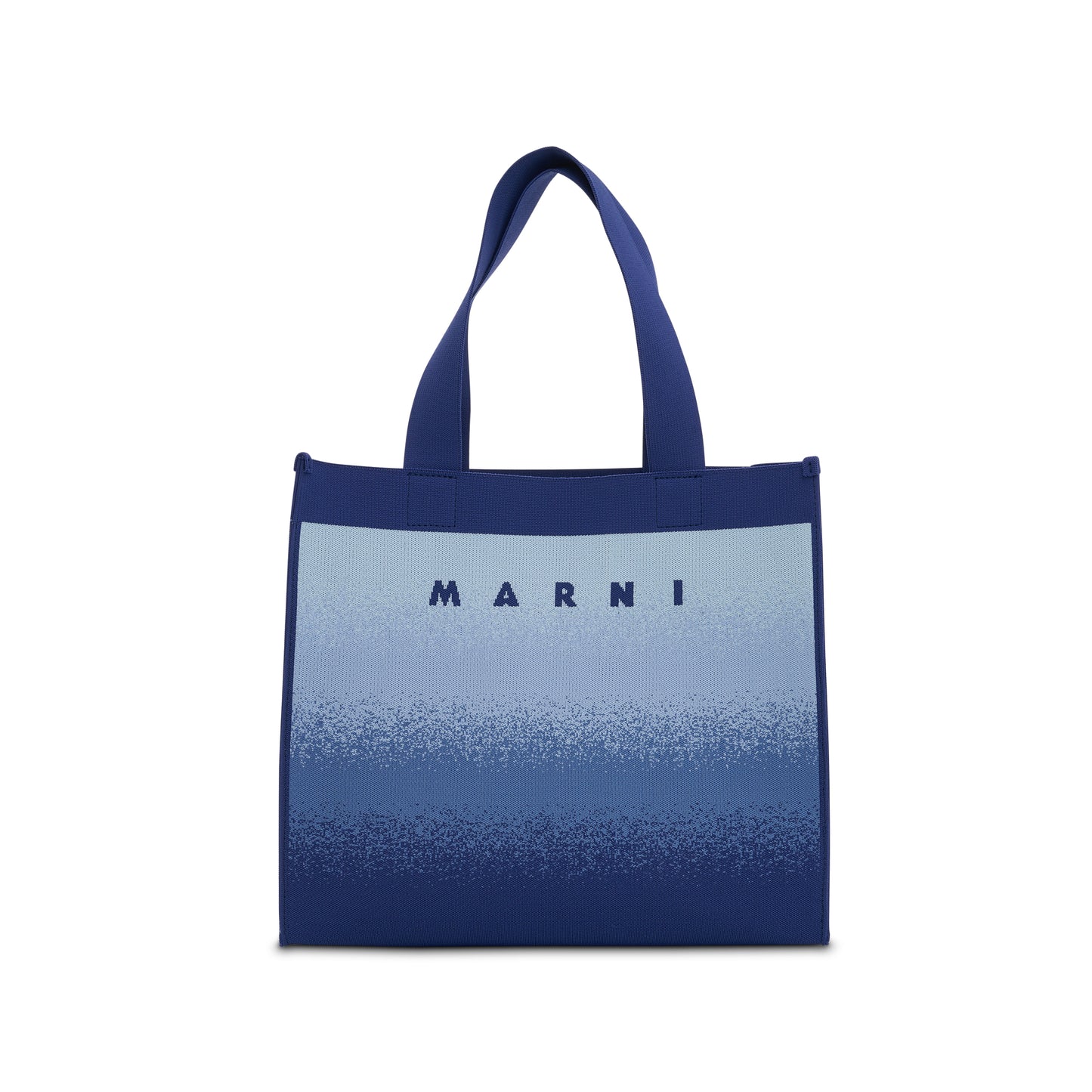 Medium Knit Jacquard Shopping Bag in Royal/Powder Blue