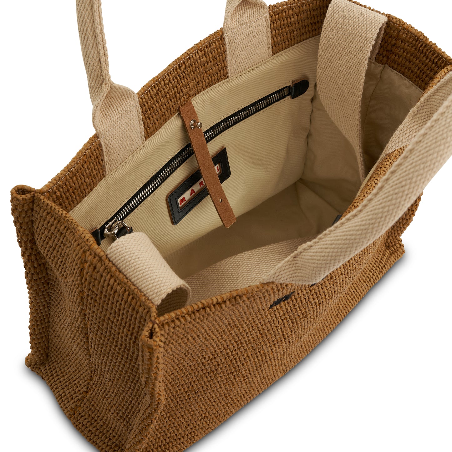 Raffia Small Tote Bag in Raw Sienna/Natural