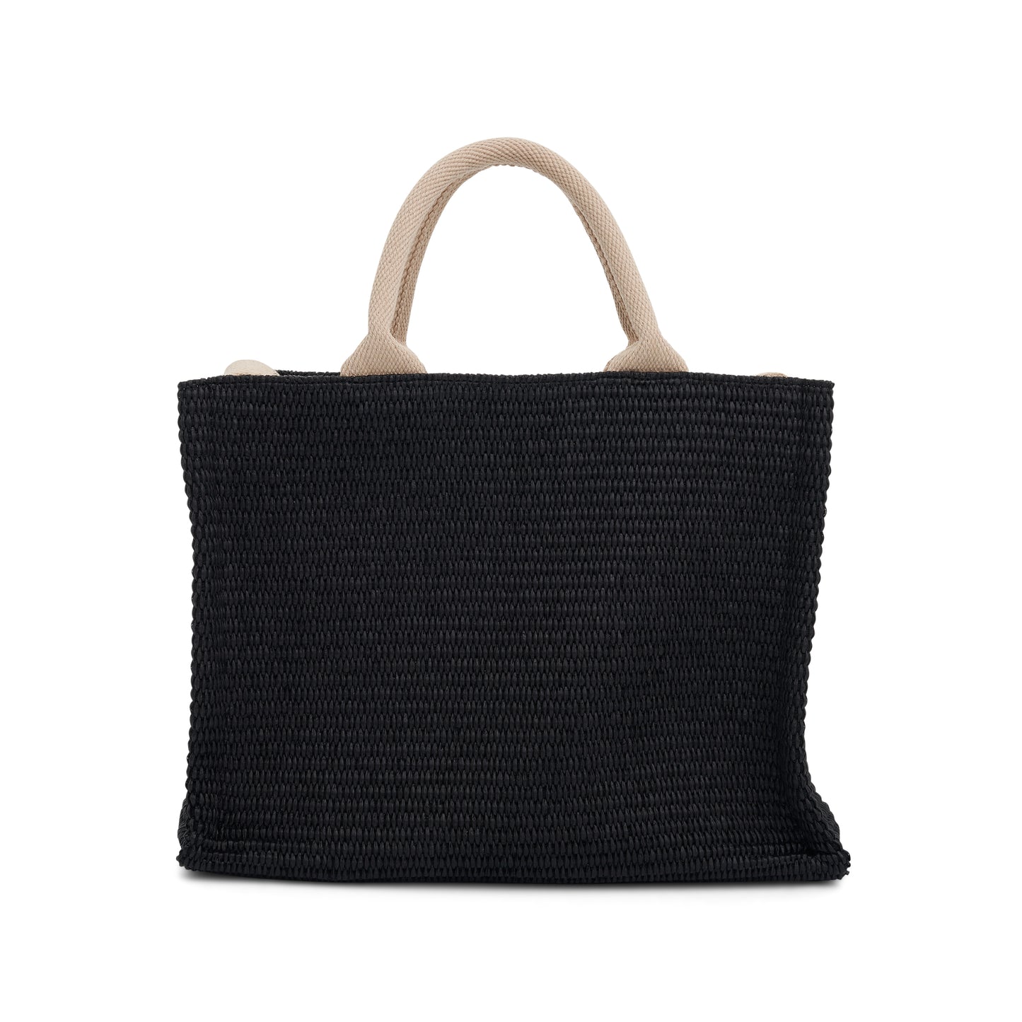 Raffia Small Tote Bag in Black/Natural