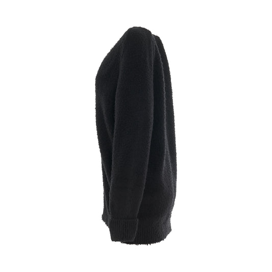 Oversized Piled Knit Cardigan in Black