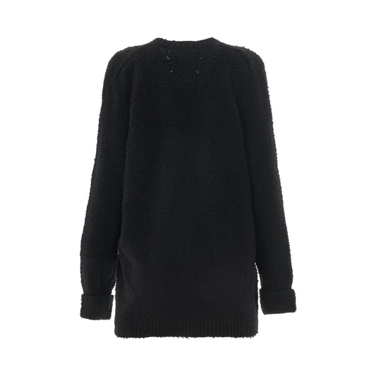 Oversized Piled Knit Cardigan in Black