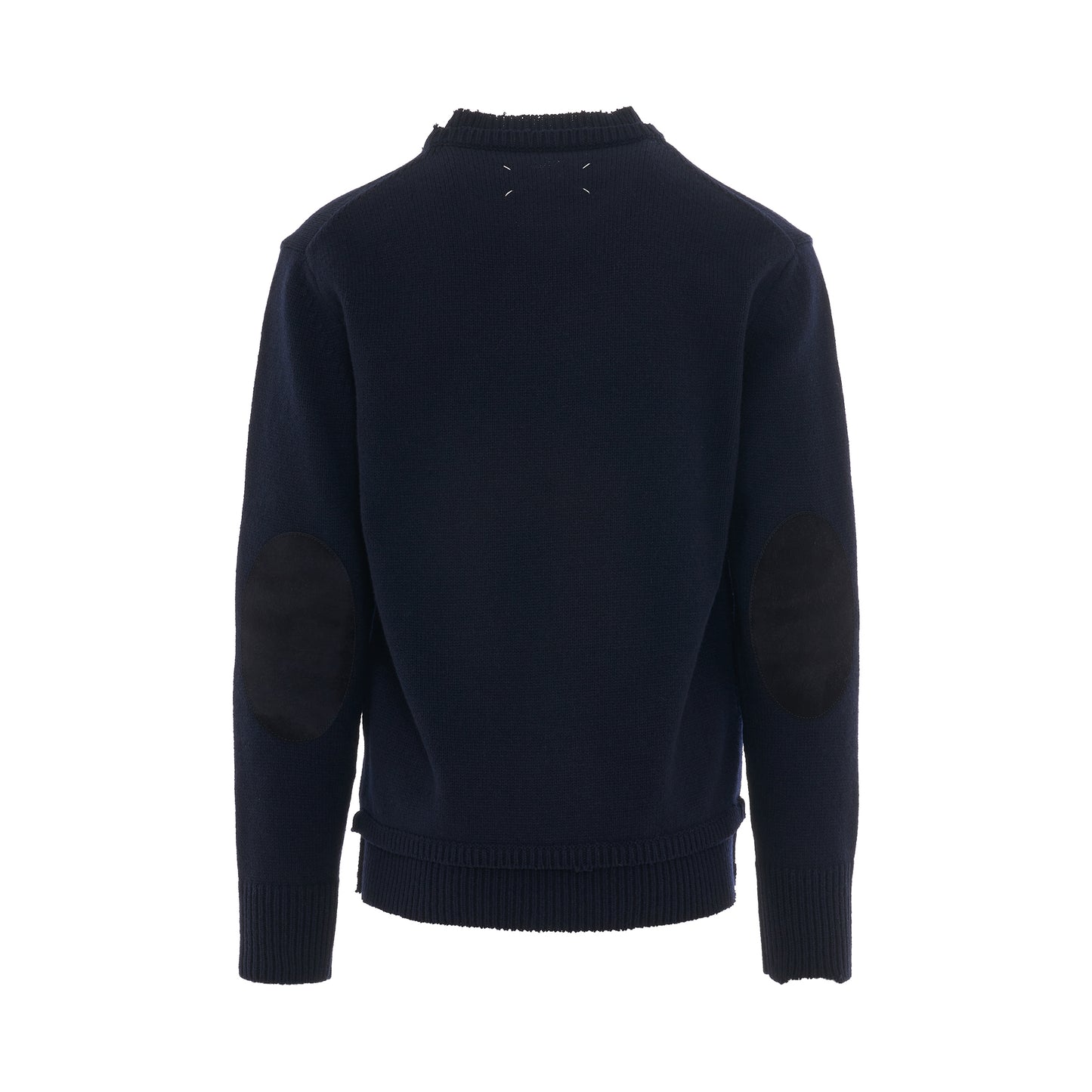 Elbow Patch Knit Sweater in Navy