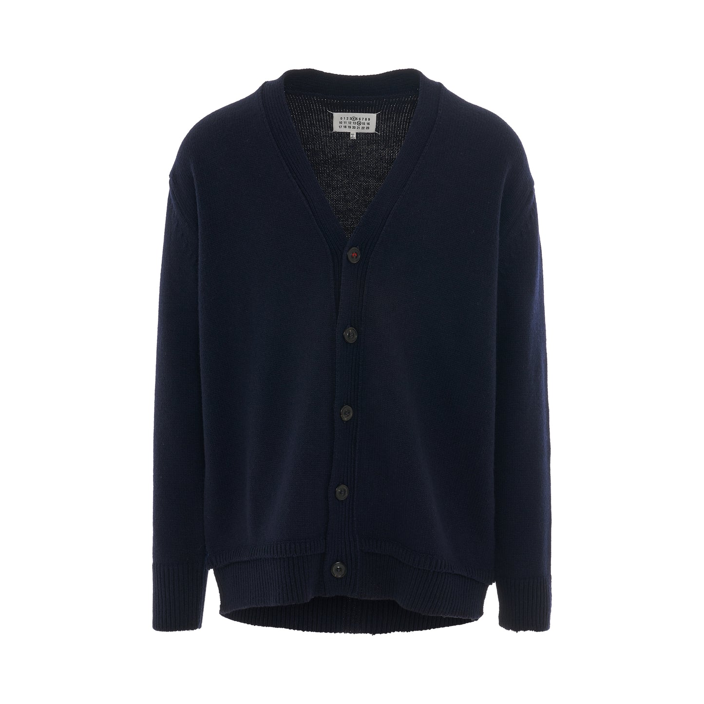 Elbow Patch V-Neck Knit Cardigan in Navy