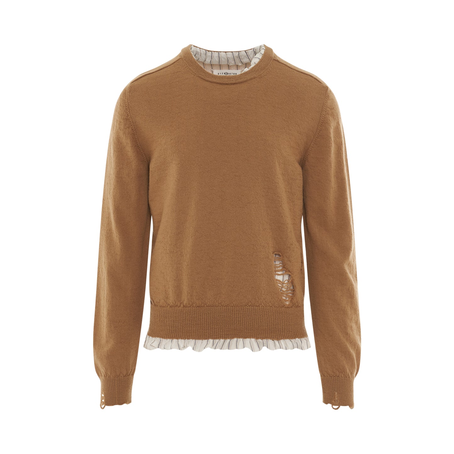 Distressed Wool Jumper in Camel