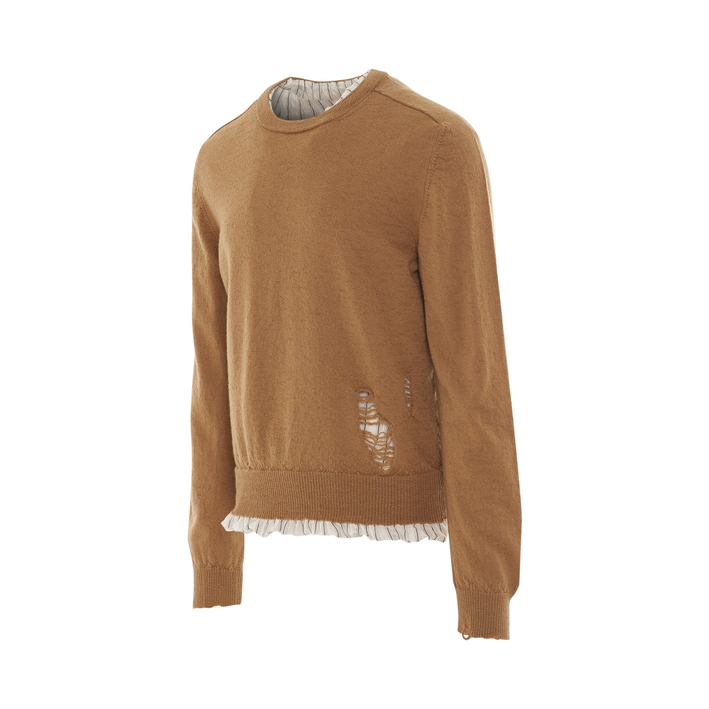 Distressed Wool Jumper in Camel