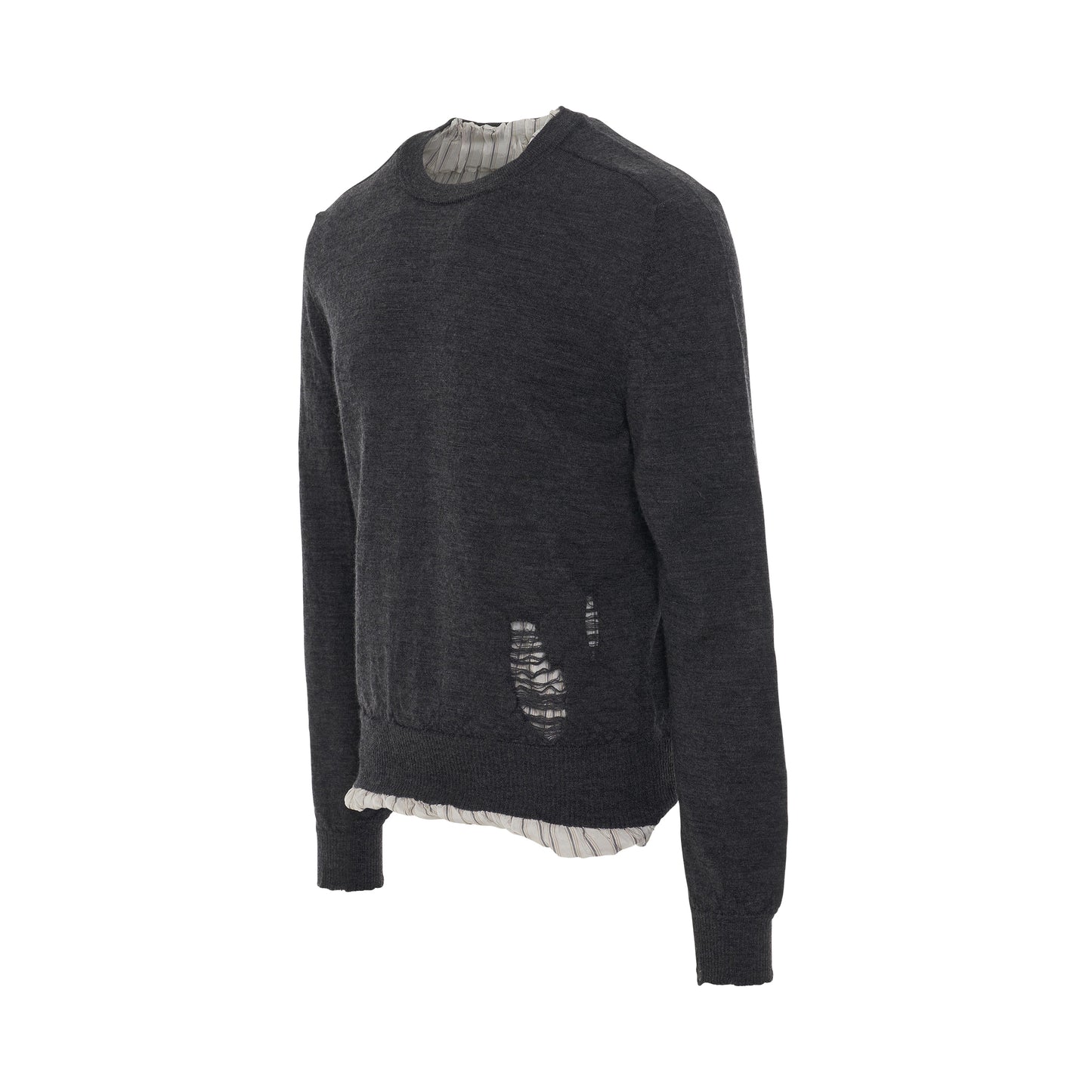 Distressed Wool Jumper in Dark Grey