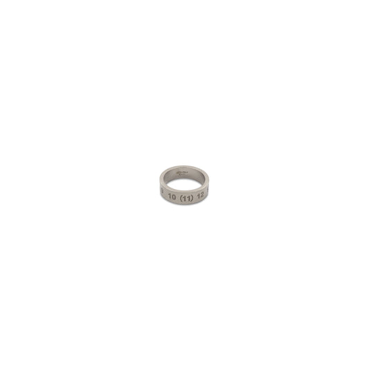 Engraved Numbers Band Ring in Silver