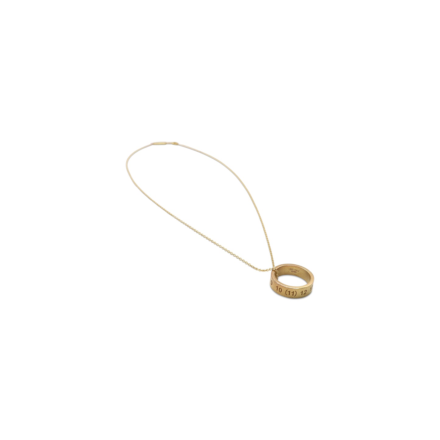 Engraved Numbers Ring Necklace in Yellow Gold
