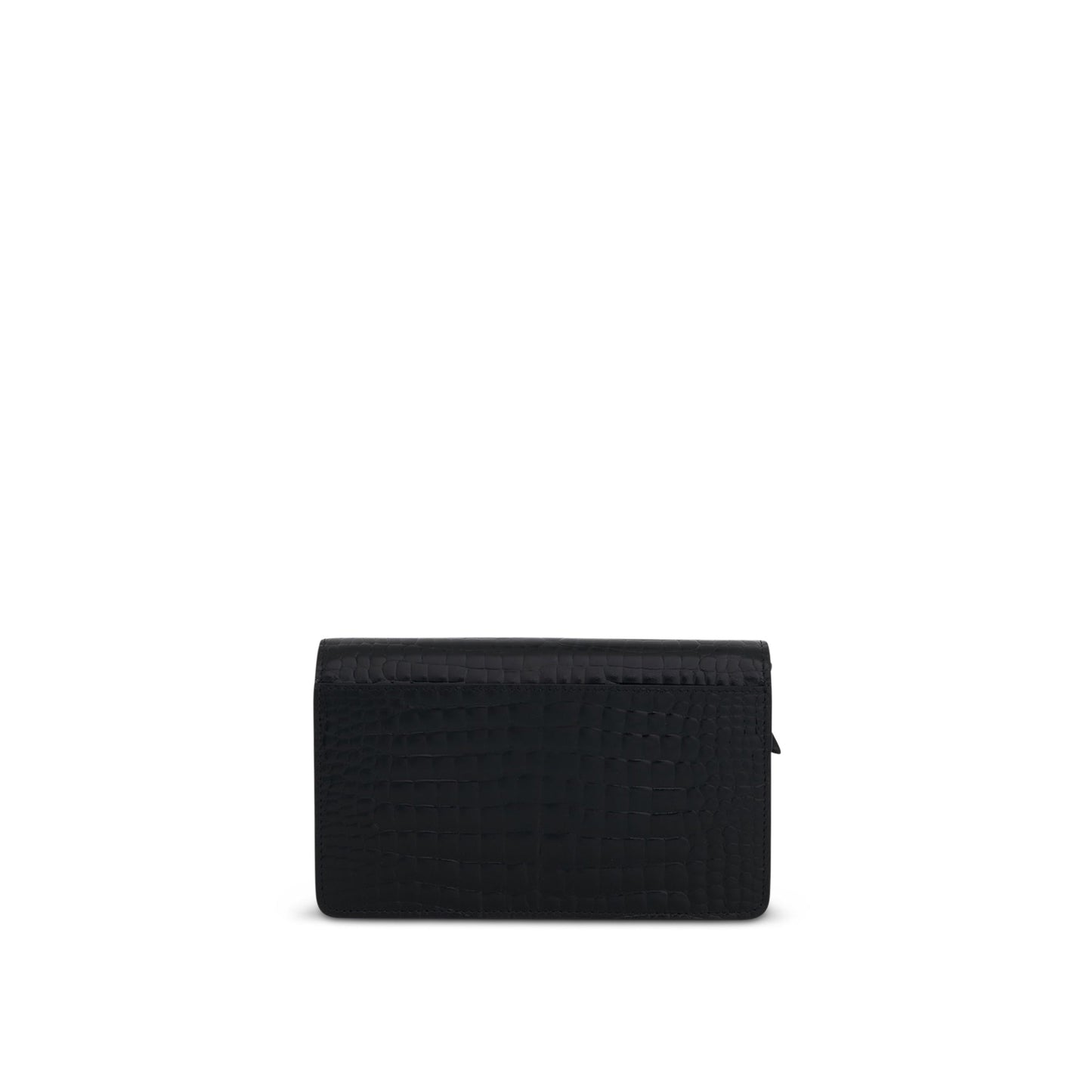 Large Leather Chain Wallet in Black